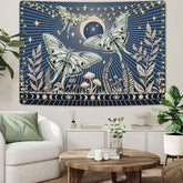 Lofaris Green Moth Moon Lights Star Mushroom Weeds Tapestry